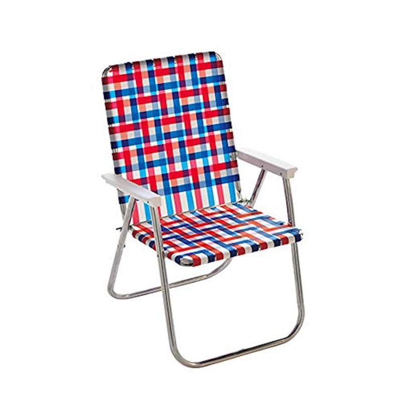 Classic Red, White, and Blue Aluminum Webbed Folding Chair