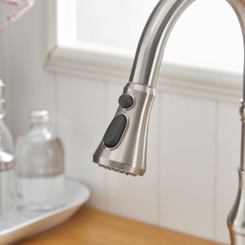 Single-Handle Pull-Down Sprayer 3 Spray High Arc Kitchen Faucet With Deck Plate