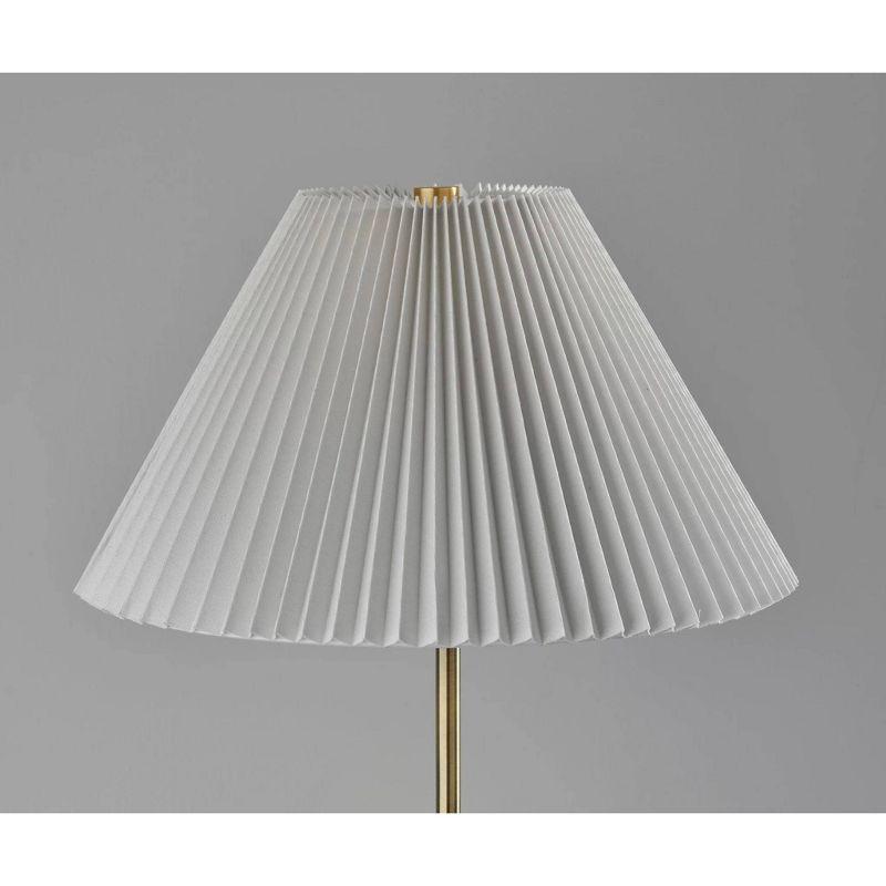 Adesso Jeremy Floor Lamp Antique Brass: Linen Shade, 3-Way Switch, Metal Body, UL Listed