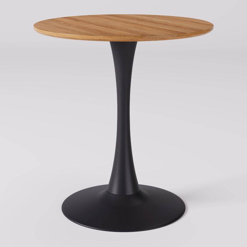Modern Ivo Round Bistro Table Wood Top Finish/Gold - CorLiving: Sturdy Metal Base, Seats 4