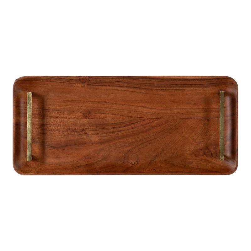 Kate and Laurel Cantwell Tray, 18x8, Walnut Brown