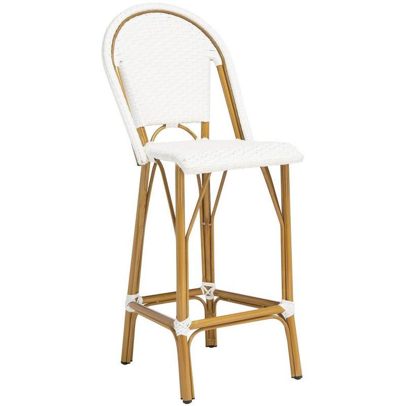 Ford White Wicker and Faux Bamboo Bistro Bar Stool