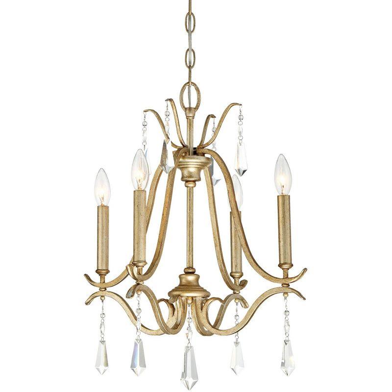 Mini Gold Crystal Candle Chandelier with Bell Shade