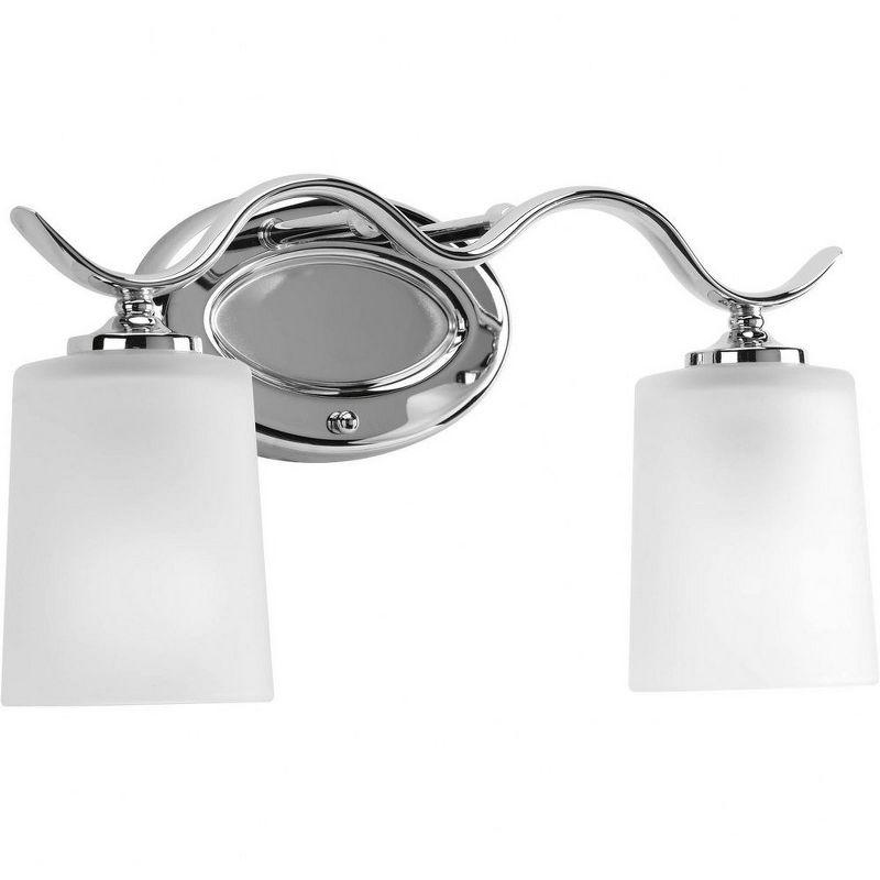 Progress Lighting, Inspire Collection, 2-Light Wall Sconce, Polished Chrome, Etched Glass Shades