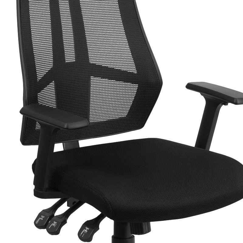 Flash Furniture High Back Black Mesh Multifunction Swivel Ergonomic Task Office Chair with Adjustable Arms