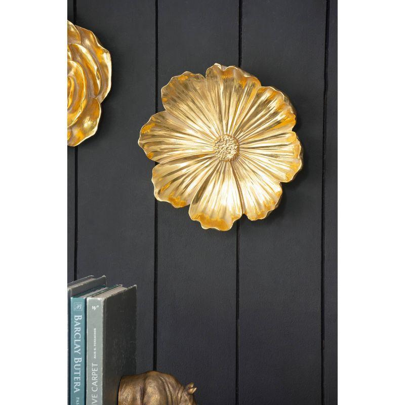 Set of 2 Floral Wall Accents Gold - A&B Home: Resin Botanical Art, Modern Decor with Hanging Loops