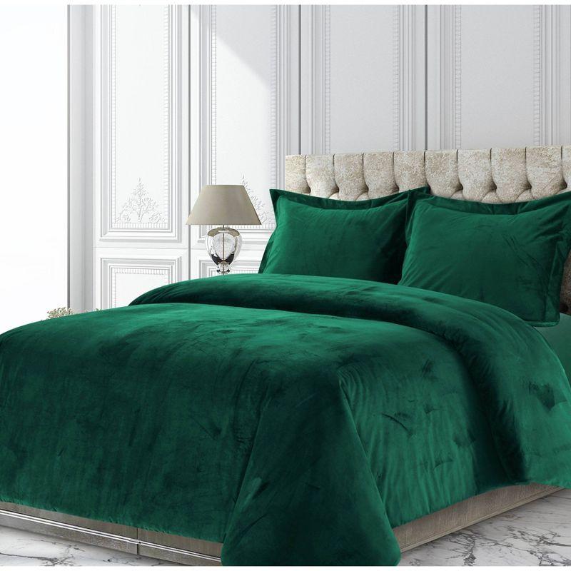 2pc Twin Venice Velvet Oversized Solid Duet Set Emerald Green - Tribeca Living