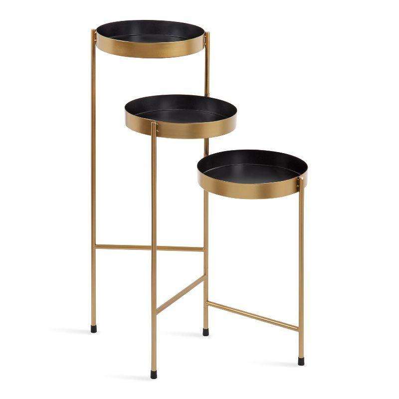 Finn Black and Gold Metal Tri-Level Plant Stand