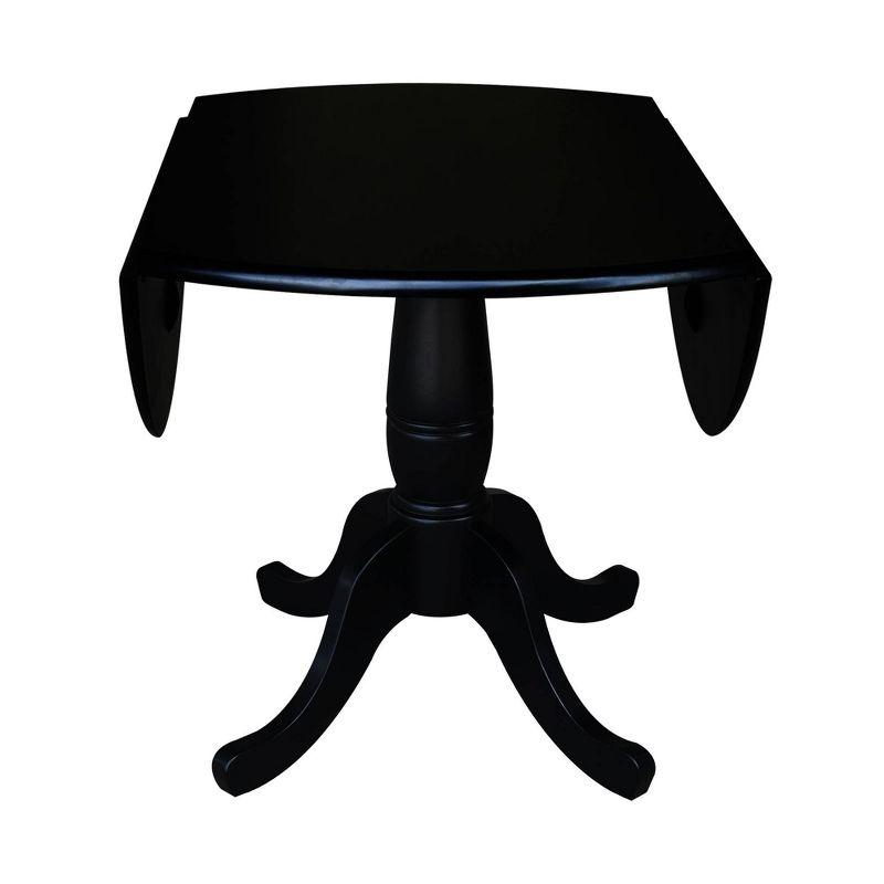 42" Round Black Wood Extendable Dining Table