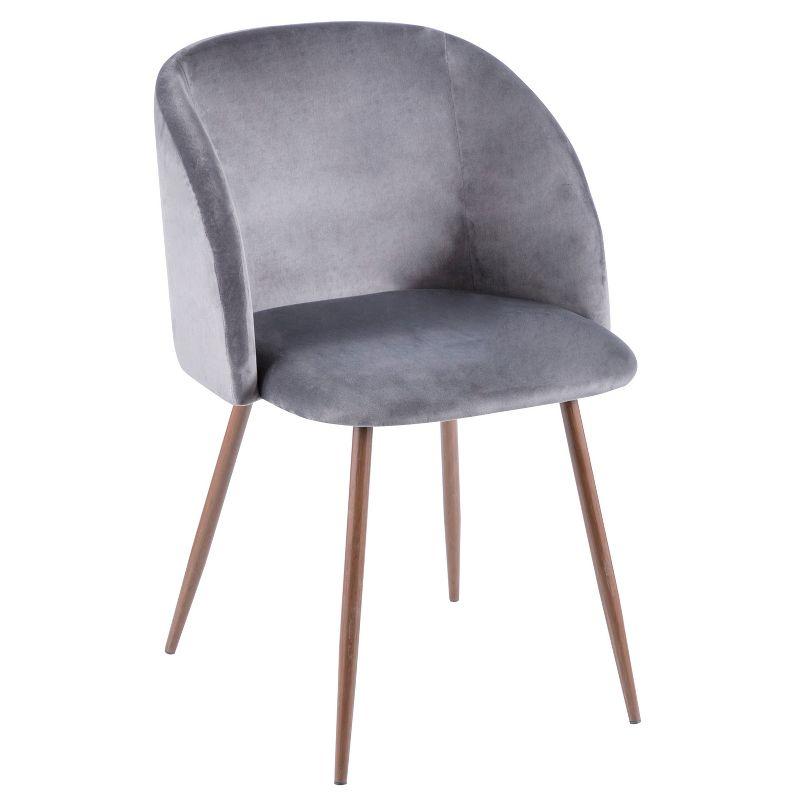 Gray Velvet Upholstered Parsons Side Chair with Metal Legs