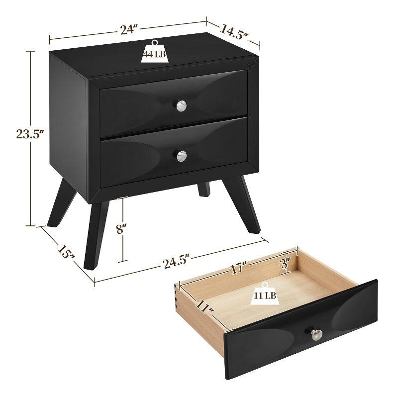 Yaheetech Modern Vintage 2-Drawer Nightstand End Table for Living Room, Black