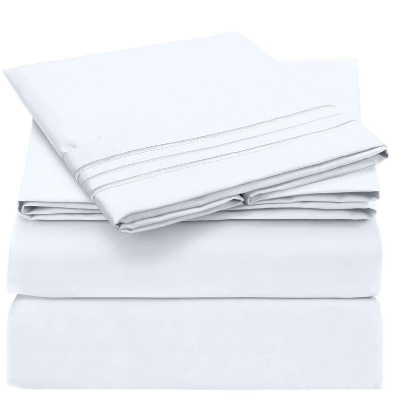 Twin White Microfiber Deep Pocket Chevron Sheet Set