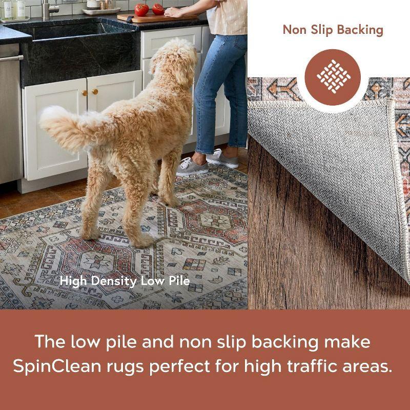 Nuloom Finley Pet Friendly Machine Washable Vintage Distressed Area Rug, 4' x 6', Beige