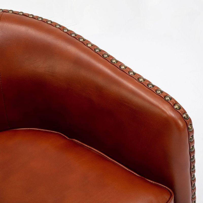Comfort Pointe Tyler Swivel Arm Chair Caramel: Upholstered Faux Leather, Metal Legs, No Assembly Required