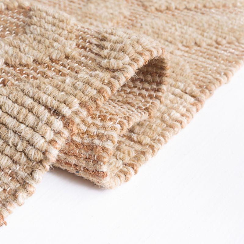 Natural Beige Flat Woven Wool and Cotton Square Rug