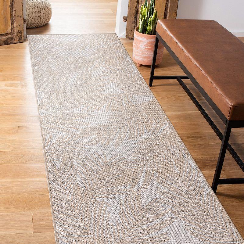 World Rug Gallery Contemporary Distressed Leaves Textured Flat Weave Indoor/Outdoor Area Rug - NATURAL 2'x7'