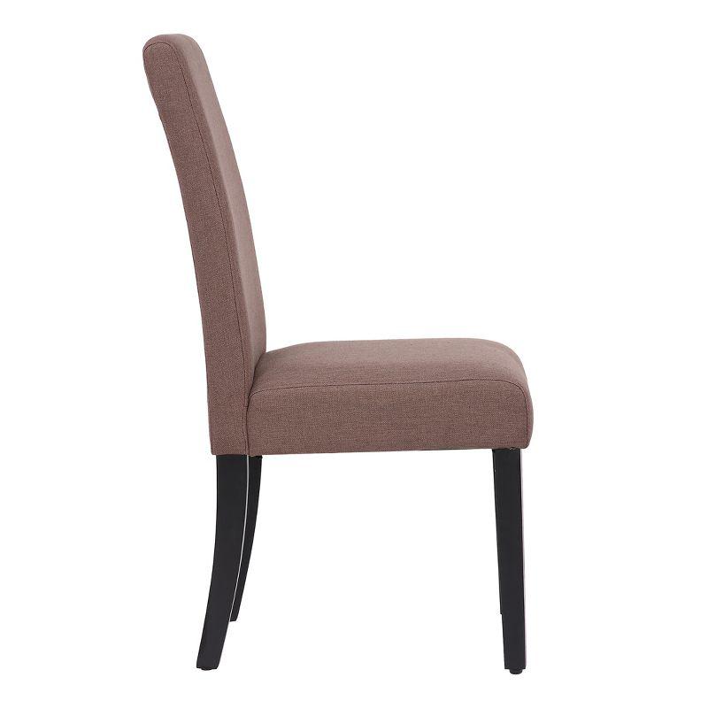 Brown Upholstered Parsons Dining Side Chair with Black Wood Legs