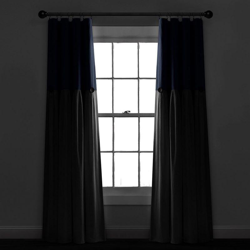 Lush Decor Linen Button Cotton Blend Blackout Thermal Rod Pocket Single Curtain Panel