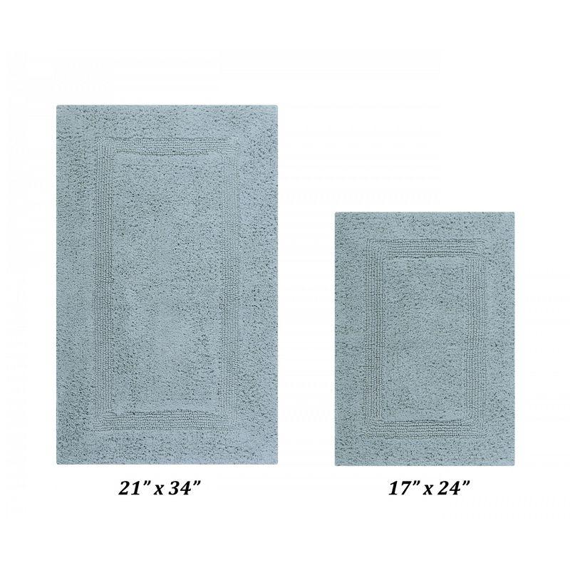 Better Trends Lux 100% Cotton Tufted Solid Reversible Bath Rug Set 2 PC (17" x 24" | 21" x 34") - Blue