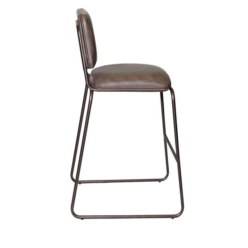 Mesa Counter Height Barstool Cocoa Brown/Gunmetal - Steve Silver Co.: Upholstered Faux Leather, Steel Frame, Footrest