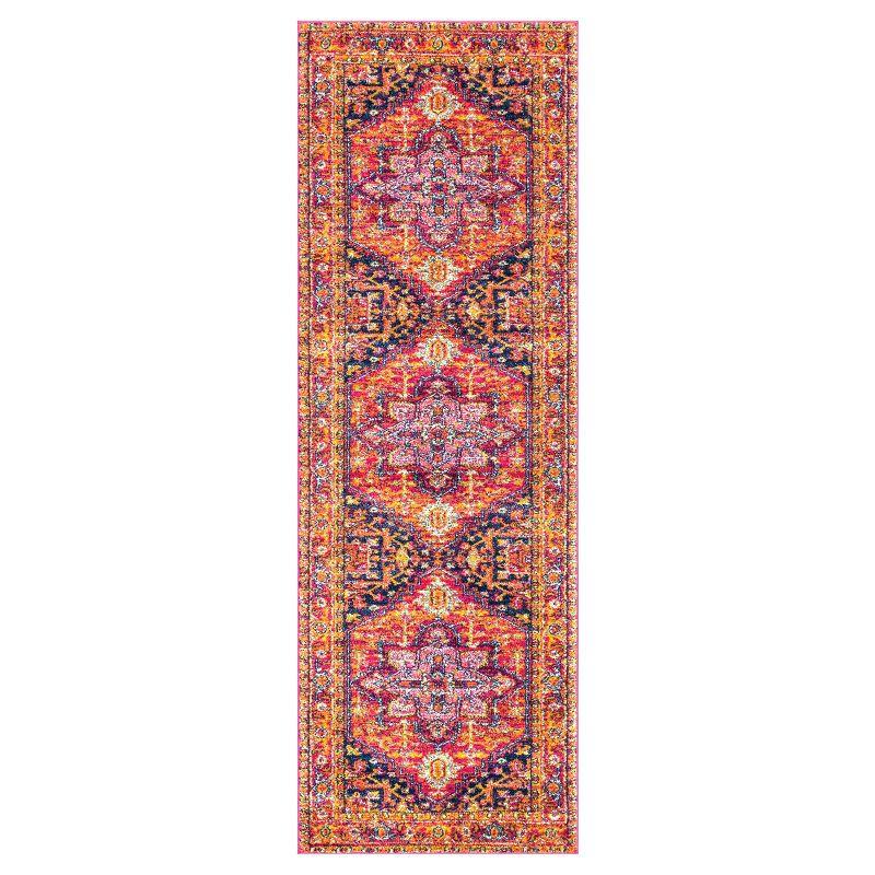 Vonda Pink and Orange Synthetic Round Area Rug, 5' Diameter
