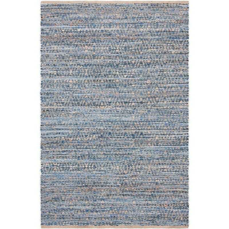 Cape Cod Blue and Natural Handwoven Jute Area Rug 4' x 6'