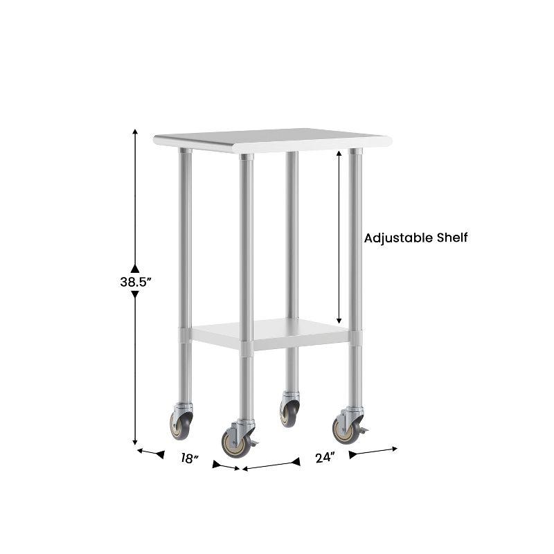 Amgood 24 in. x 18 in. Stainless Steel Table With Wheels