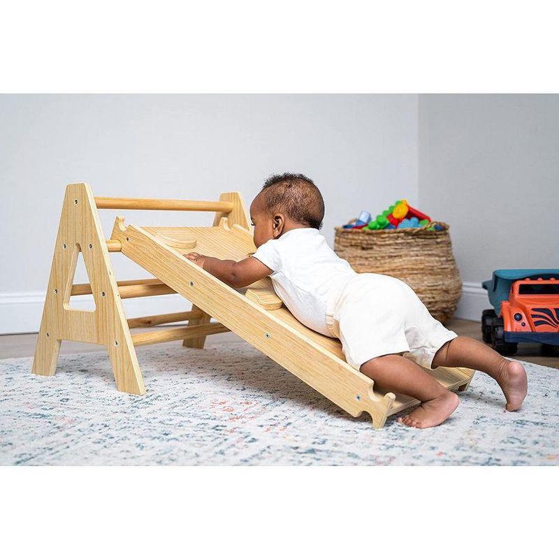 Avenlur Maple Baby Pikler - Wood Small Triangle Climbing Set with Ladder Slide and Rocker