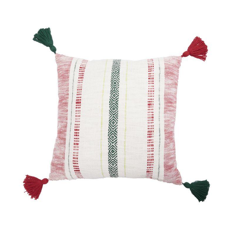 Ruby Red Woven Square Throw Pillow