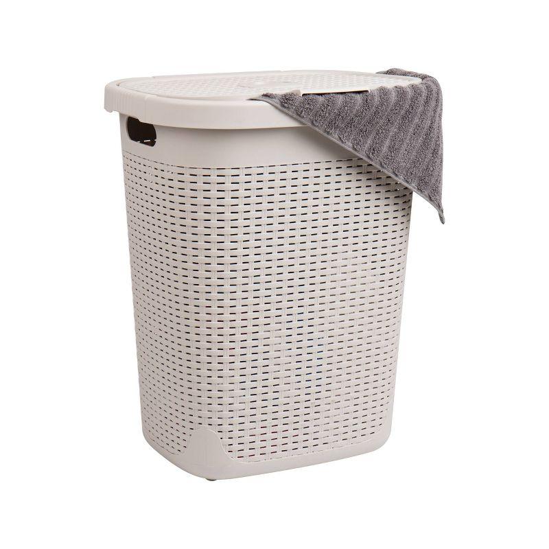 Mind Reader Mind Reader 50L Slim Laundry Hamper, Clothes Basket, Lid, Wicker Design, Plastic