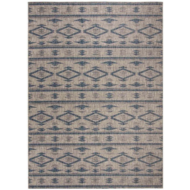 Courtyard CY8863 Power Loomed Indoor/Outdoor Area Rug - Grey/Navy - 8'x11' - Safavieh.