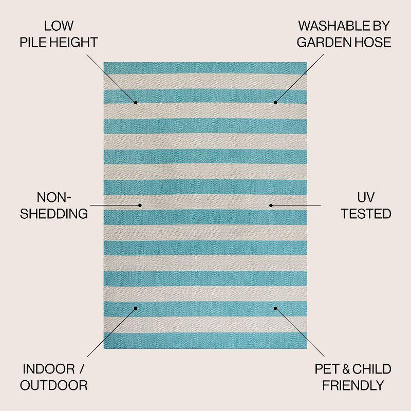 3' x 5' Negril Two-Tone Wide Stripe Indoor/Outdoor Area Rug, Aqua/Cream - JONATHAN Y