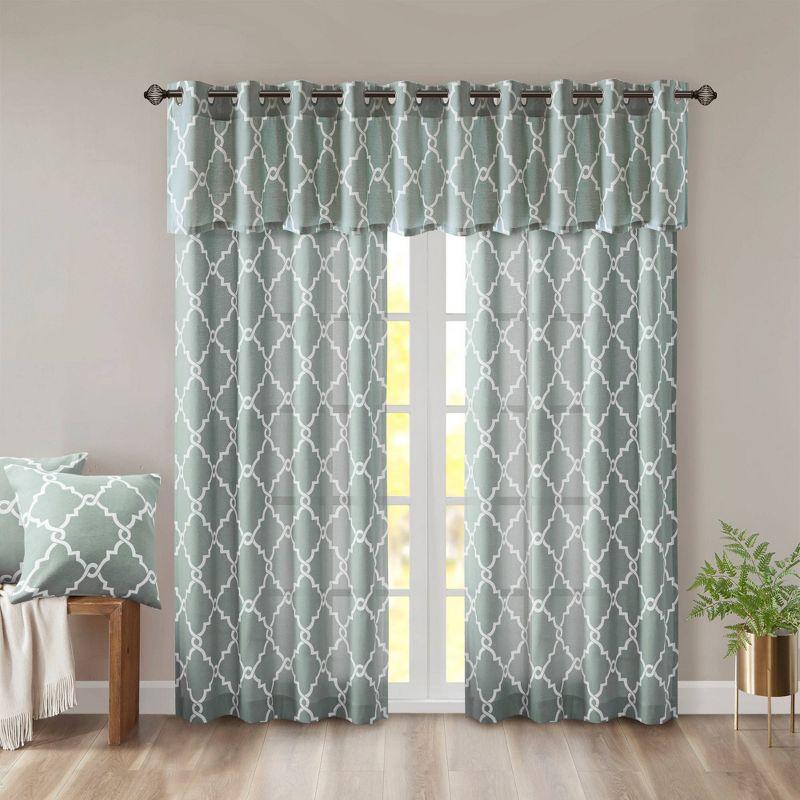 Madison Park Saratoga Fretwork Print Grommet Top Window Valance