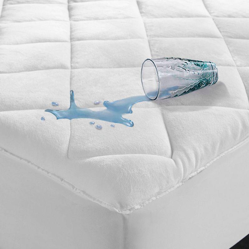 Full 2-in-1 Cool/Warm Reversible Waterproof and Stain Release Mattress Pad White: Microfiber, TESTEX Certified