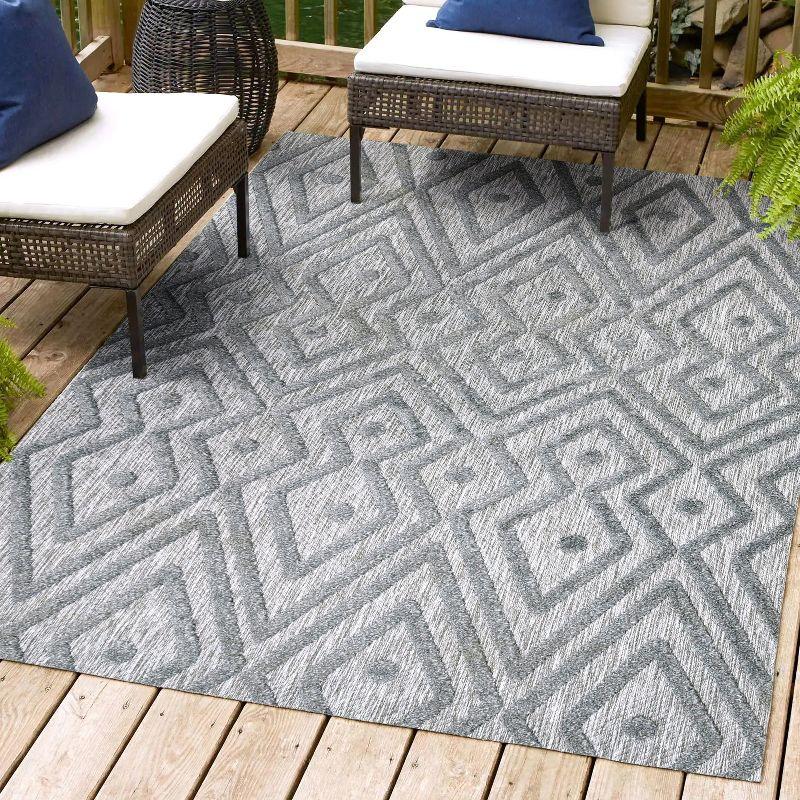 4'x6' Balansat Moroccan Diamond Indoor/Outdoor Area Rug, Dark Gray - JONATHAN Y