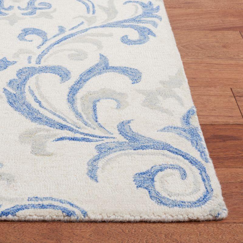 Ivory and Blue Handmade Tufted Wool Rug, 3' x 5'