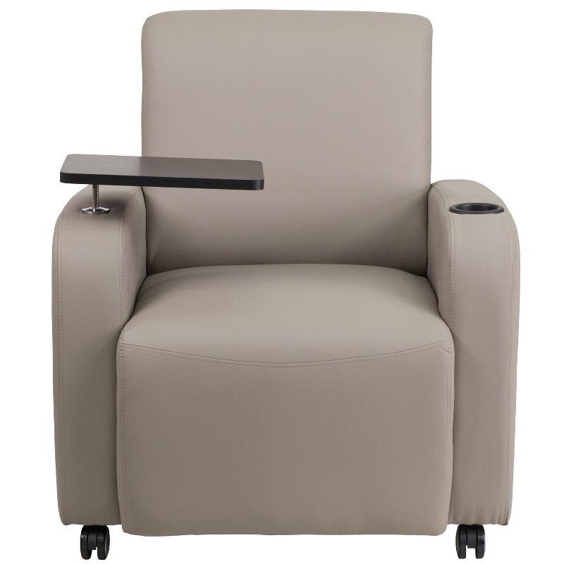 Gray Leather Swivel Guest Chair with Tablet Arm