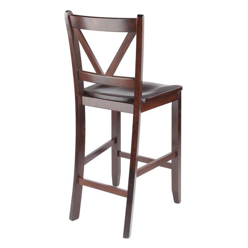 24" Set of 2 Victor V-Back Counter Height Barstool Wood/Walnut - Winsome