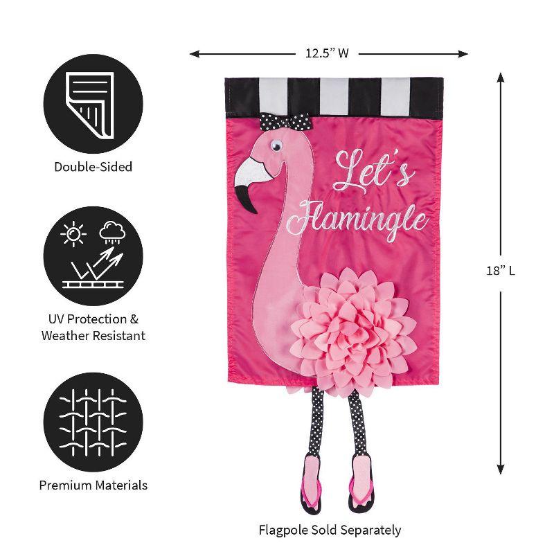 Evergreen Flag Let's Flamingle Garden Applique Flag