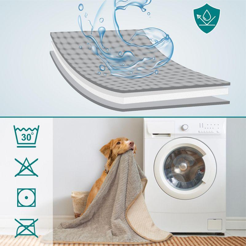 PetAmi Waterproof Dog Blanket, Leakproof Fleece Throw for Pet Cat Puppy Kitten, Reversible Washable Soft Plush Cover