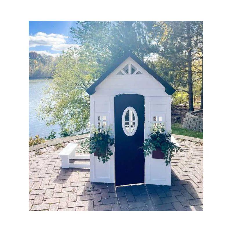 Zahara White and Black Wooden Playhouse with Kitchen