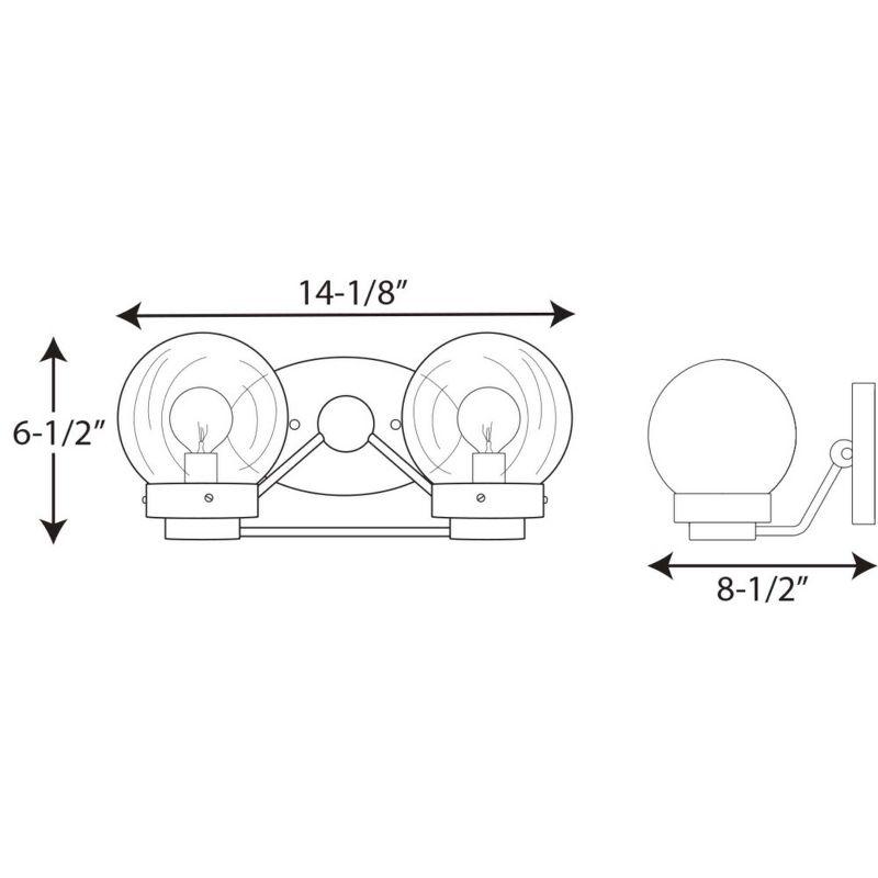 Matte Black 2-Light Bath Vanity Fixture with Clear Globe Shades