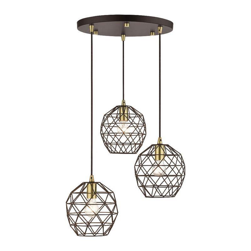 Geometrix Bronze 3-Light Indoor/Outdoor Hand-Welded Pendant