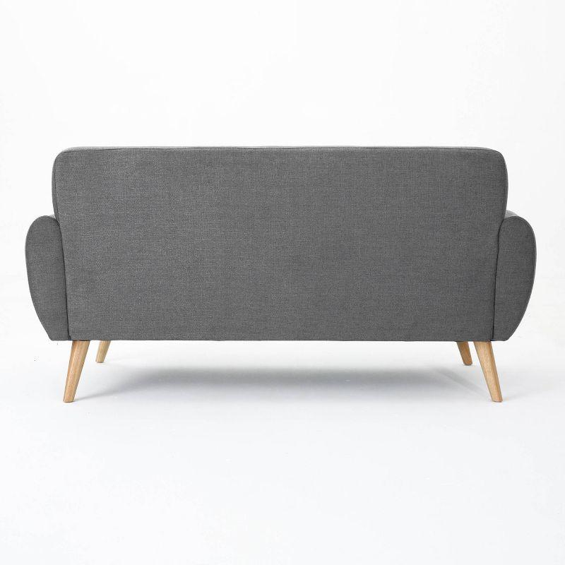 Bernice Petite Mid Century Modern Tufted Sofa Dark Gray - Christopher Knight Home: Comfortable Loveseat, Space-Saving Design