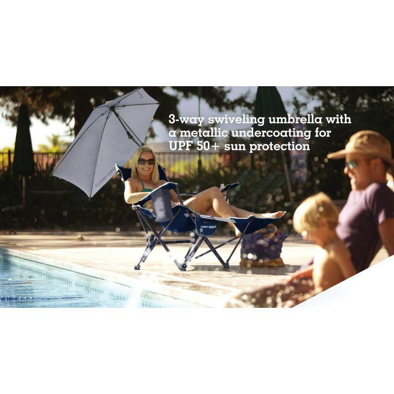 Midnight Blue Reclining Camping Chair with Umbrella