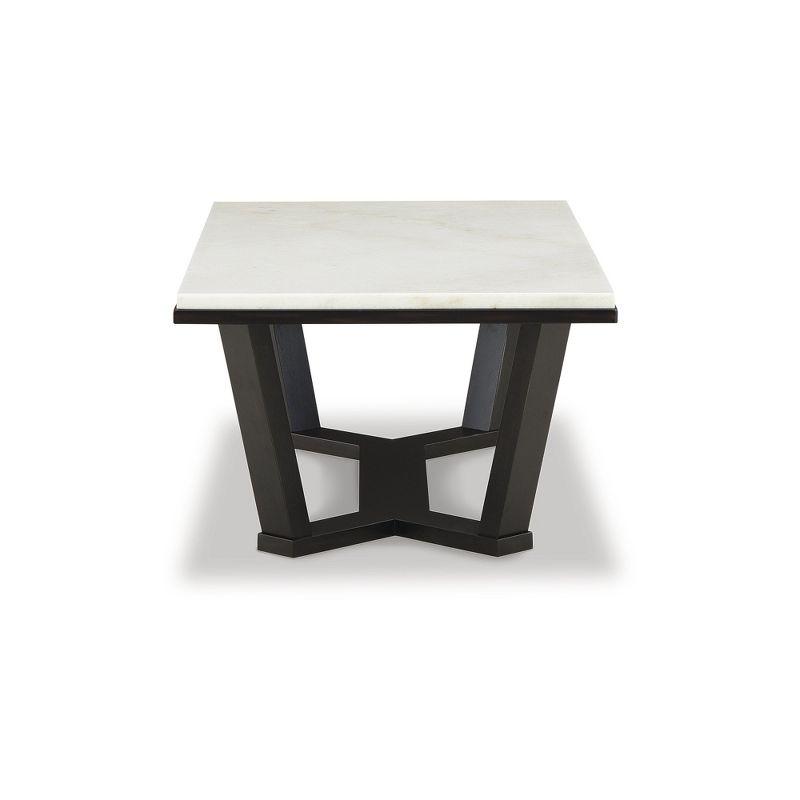 Signature Design by Ashley Fostead Contemporary Rectangular Coffee Table with Marble Top, Dark Brown