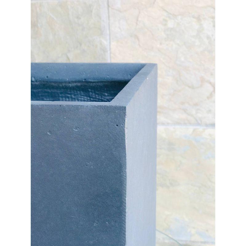 Rosemead Home & Garden, Inc. 12" Wide Kante Elegant Rectangular Concrete/Fiberglass Indoor Outdoor Planter Box Charcoal Gray