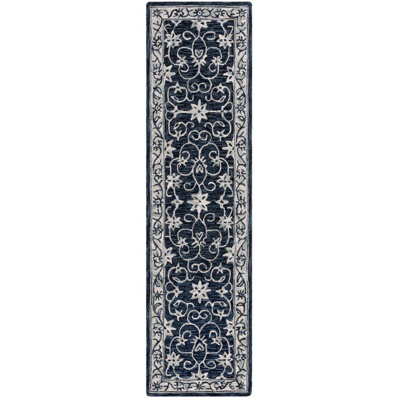 Jardin JAR601 Hand Tufted Runner Rug - Navy/Ivory - 2'3"x9' - Safavieh