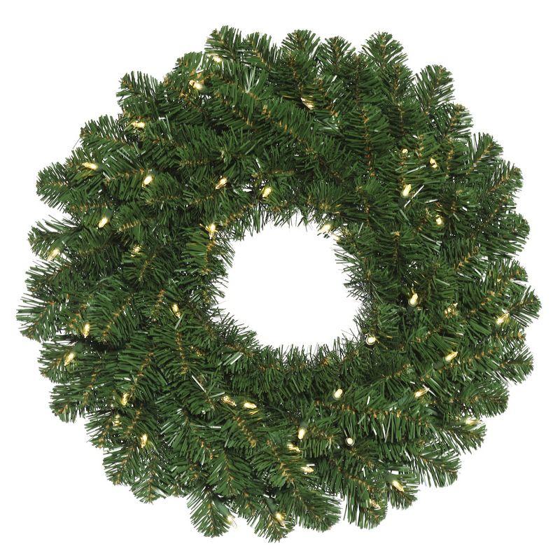 72" Green Oregon Fir Artificial Christmas Wreath with Warm White LED Lights