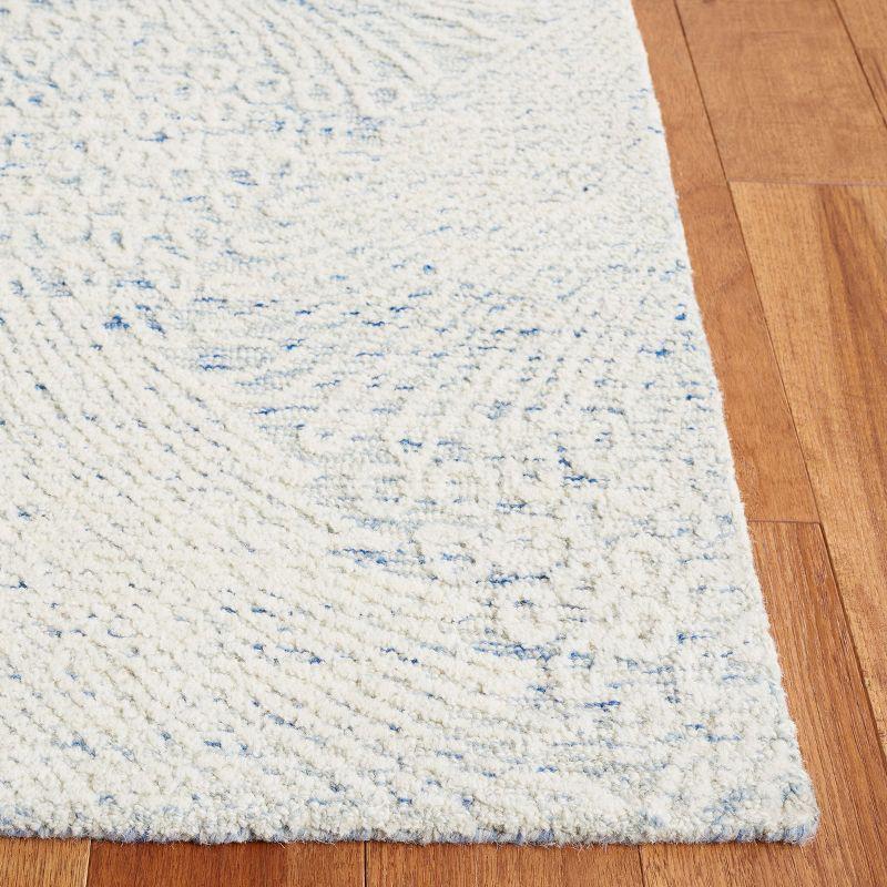 Blue Ivory Hand Tufted Wool 4' x 6' Area Rug